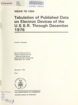 Tabulation of Published Data on Electron Devices of the U.S.S.R. Through December 1976