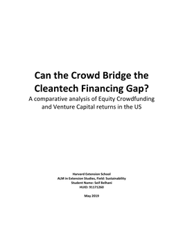 Can the Crowd Bridge the Cleantech Financing Gap? a Comparative Analysis of Equity Crowdfunding and Venture Capital Returns in the US