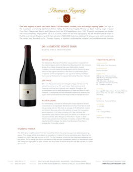 2014 Estate Pinot Noir San Ta C R U Z Mounta Ins