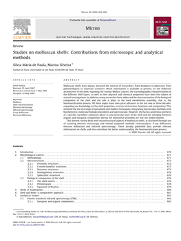 Studies on Molluscan Shells: Contributions from Microscopic and Analytical Methods