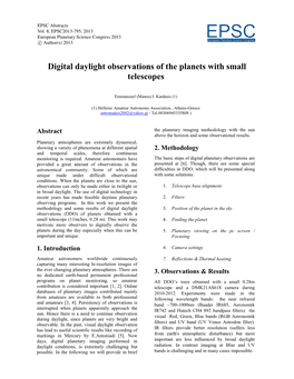 Digital Daylight Observations of the Planets with Small Telescopes