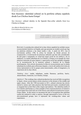 Son Ilusiones: Identidad Cultural En La Periferia Urbana Española Desde Los Chichos Hasta Estopa1