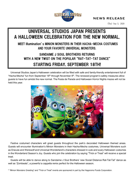 Universal Studios Japan Presents a Halloween Celebration for the New Normal