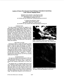 Analysis of Glacier Flow Dynamics from Preliminary RADARSAT Insar Data of the Antarctic Mapping Mission