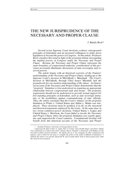 The New Jurisprudence of the Necessary and Proper Clause