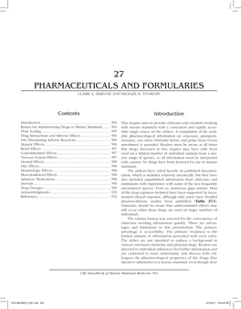 Marine Mammal Pharmacology