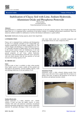 Stabilisation of Clayey Soil with Lime, Sodium Hydroxide, Aluminium