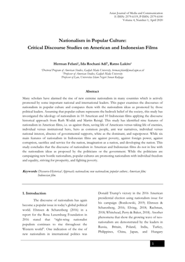 Nationalism in Popular Culture: Critical Discourse Studies on American and Indonesian Films