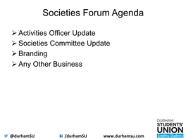 Societies Forum Agenda