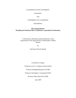 Recalling the Suburban Side of California’S Agricultural Colonization