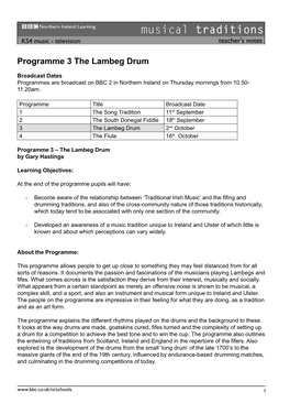 Musical Traditions KS4 Music - Television Teacher's Notes