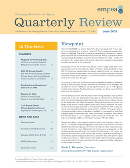 Quarterly Review a Publication of the Emerging Markets Private Equity Association ● Volume V, Issue 2, Q2 2009 June 2009