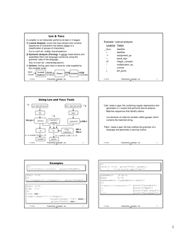 Lexical Analysis Lexeme Token Using Lex and Yacc Tools Examples