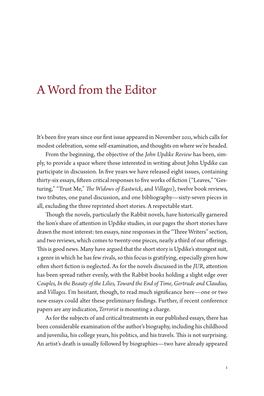 A Word from the Editor