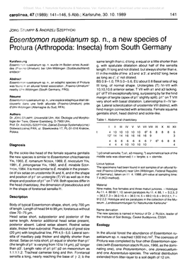 Eosentomon Rusekianum Sp. N., a New Species of Proiura (Arthropoda: Insecta) from South Germany