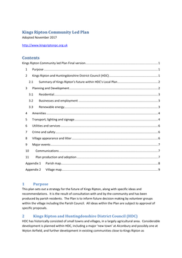 Kings Ripton Community Led Plan Contents