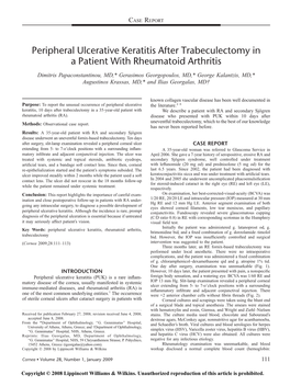 Peripheral Ulcerative Keratitis After Trabeculectomy in a Patient with Rheumatoid Arthritis