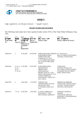 商標註冊trade Marks Registered