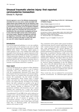 Unusual Traumatic Uterine Injury: First Reported Cervicouterine Transection