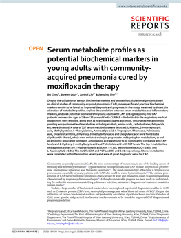 Serum Metabolite Profiles As Potential Biochemical Markers in Young