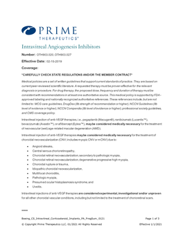 Intravitreal Angiogenesis Inhibitors