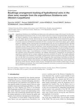 Boudinage Arrangement Tracking of Hydrothermal Veins in the Shear Zone: Example from the Argentiferous Strieborna Vein (Western Carpathians)