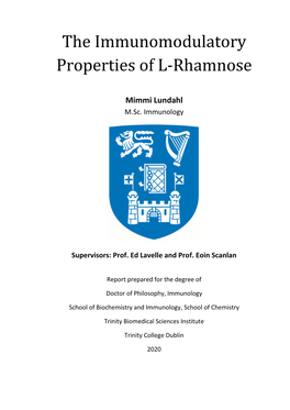 The Immunomodulatory Properties of L-Rhamnose