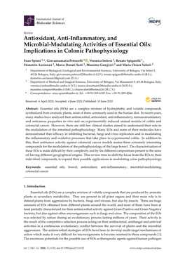Antioxidant, Anti-Inflammatory, and Microbial-Modulating Activities Of