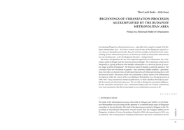 Beginnings of Urbanization Processes As Exemplified by the Budapest Metropolitan Area