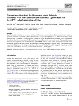 Cratoxylum Formosum (Jack) Dyer in Hook and Their DPPH Radical Scavenging Activities