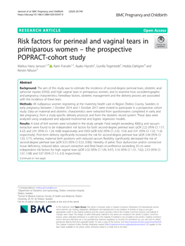 Risk Factors for Perineal and Vaginal Tears in Primiparous Women