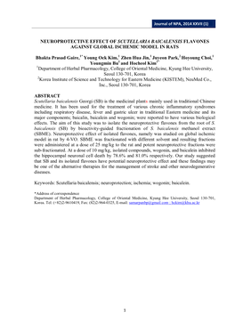 Neuroprotective Effect of Scutellaria Baicalensis Flavones Against Global Ischemic Model in Rats