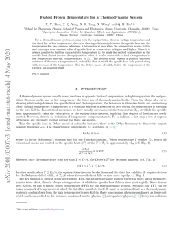 Fastest Frozen Temperature for a Thermodynamic System