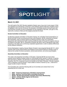 Session Spotlight Newsletter March 12, 2021