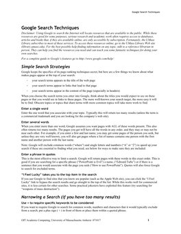 Google Search Techniques