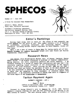 Sphecos: a Forum for Aculeate Wasp Researchers