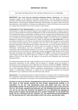 Information Memorandum for Mercatus' Multi-Currency Medium