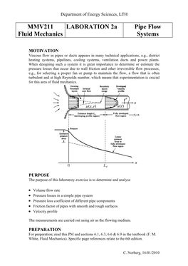 MMV211 Fluid Mechanics LABORATION 2A Pipe Flow Systems