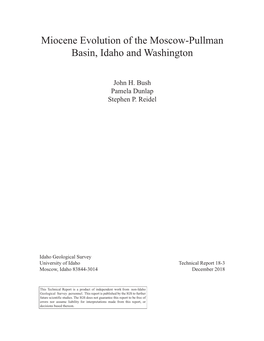 Miocene Evolution of the Moscow-Pullman Basin, Idaho and Washington