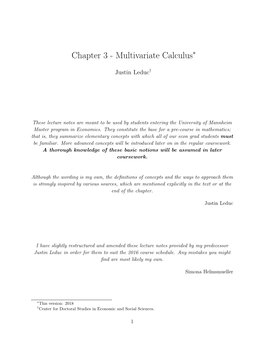 Multivariate Calculus∗