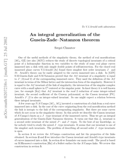 Arxiv:Math/0207238V1 [Math.GT] 25 Jul 2002 an Integral Generalization