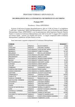 Processo Verbale Adunanza Ix