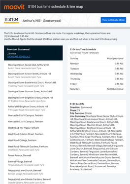 S104 Bus Time Schedule & Line Route