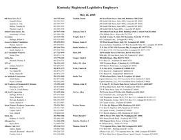 Kentucky Registered Legislative Employers