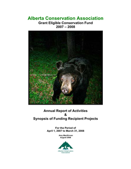 Grant Eligible Conservation Fund 2007 – 2008 Annual Report Of