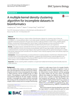 A Multiple Kernel Density Clustering Algorithm for Incomplete Datasets in Bioinformatics Longlong Liao1,2, Kenli Li3*, Keqin Li4, Canqun Yang1,2 and Qi Tian5