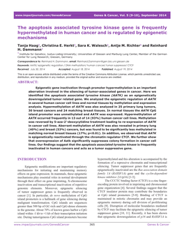 The Apoptosis Associated Tyrosine Kinase Gene Is Frequently Hypermethylated in Human Cancer and Is Regulated by Epigenetic Mechanisms