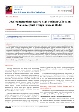 Development of Innovative High-Fashion Collection Via Conceptual Design Process Model