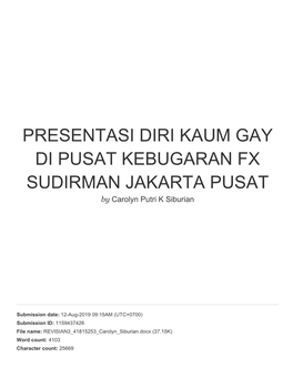 PRESENTASI DIRI KAUM GAY DI PUSAT KEBUGARAN FX SUDIRMAN JAKARTA PUSAT by Carolyn Putri K Siburian