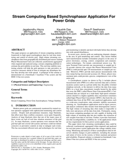 Stream Computing Based Synchrophasor Application for Power Grids